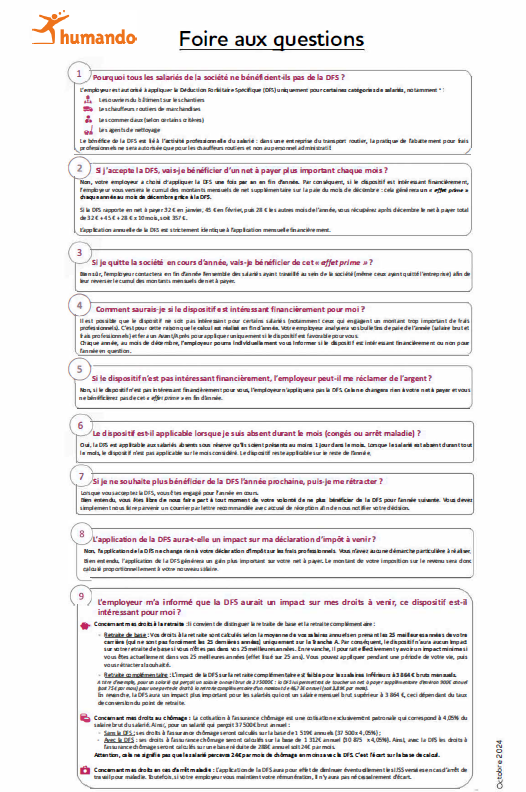 Aperçu du document : FAQ DFS Humando